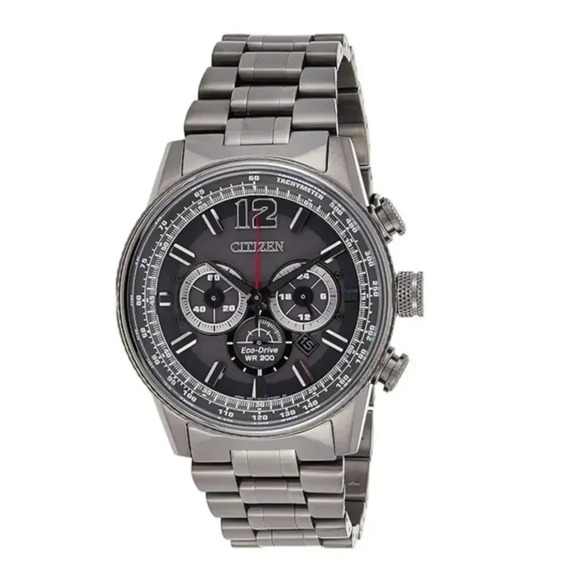 NEW Citizen Eco-Drive Nighthawk Watch Grey Stainless Steel Charcoal Grey Dial - Picture 1 of 7